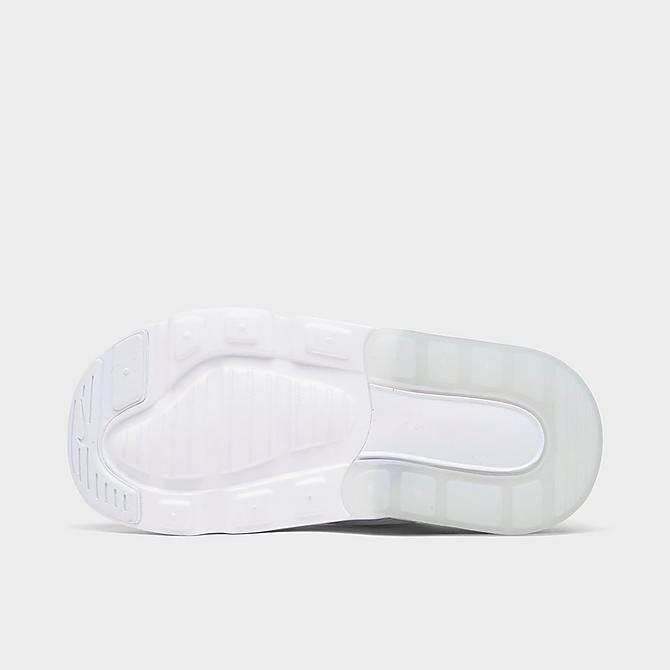Bottom view of Kids' Toddler Nike Air Max 270 Casual Shoes in White/Metallic Silver Click to zoom