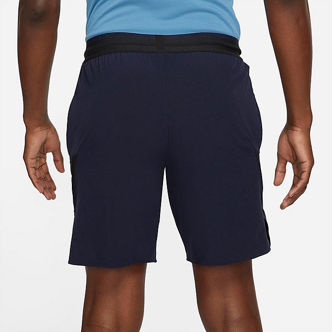 Back Left view of Men's Nike Pro Dri-FIT Flex Rep Training Shorts in Obsidian/Black Click to zoom