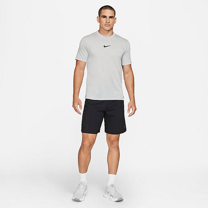 Back Left view of Men's Nike Pro Dri-FIT ADV Short-Sleeve T-Shirt in Light Smoke Grey/Black Click to zoom