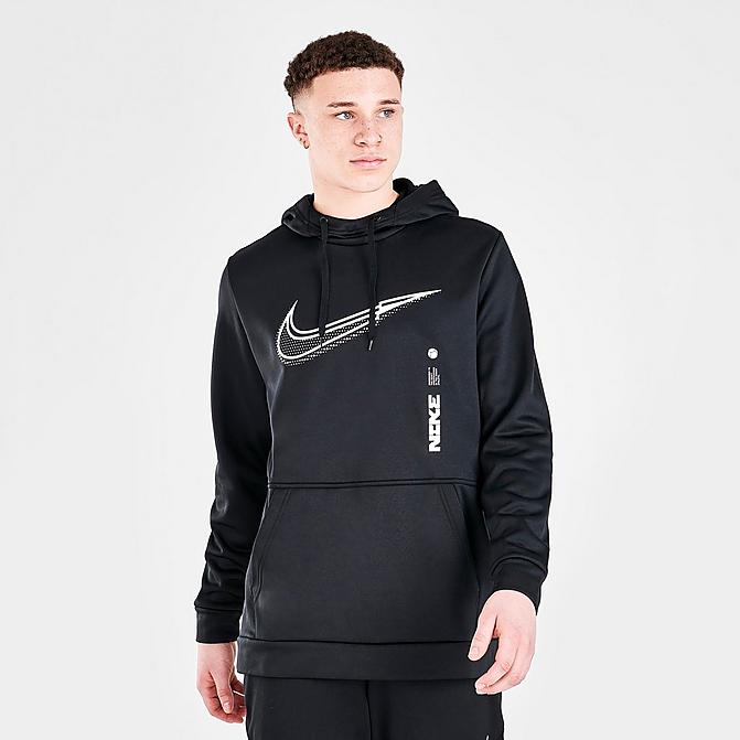 Front view of Men's Nike Therma-FIT Pullover Training Hoodie in Black/White Click to zoom
