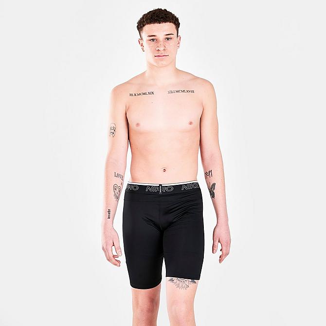 Front Three Quarter view of Men's Nike Pro Dri-FIT Compression Shorts in Black Click to zoom