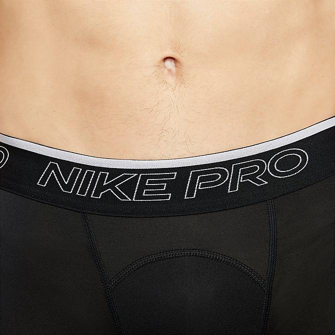 Back Right view of Men's Nike Pro Dri-FIT ADV Tights in Black/White Click to zoom