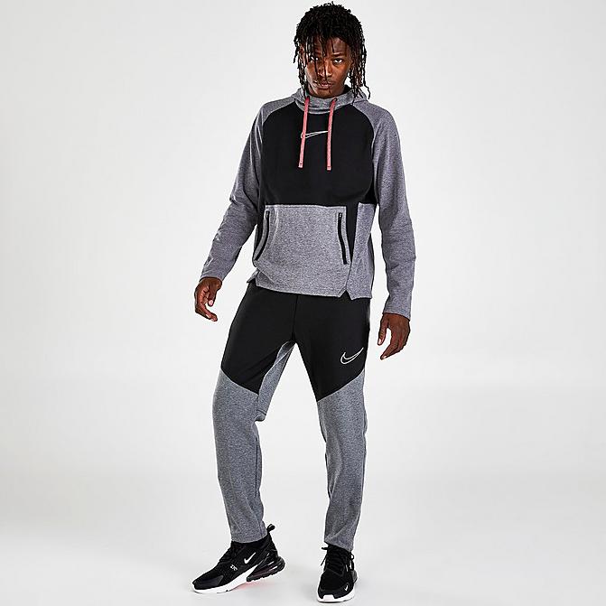 Front view of Men's Nike Therma-FIT Training Pants in Black/Heather/Black/White Click to zoom