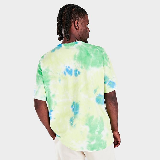 Back Right view of Men's Nike Sportswear Essential Tie-Dye T-Shirt in Light Lemon Twist/White/Light Green Spark/White Click to zoom