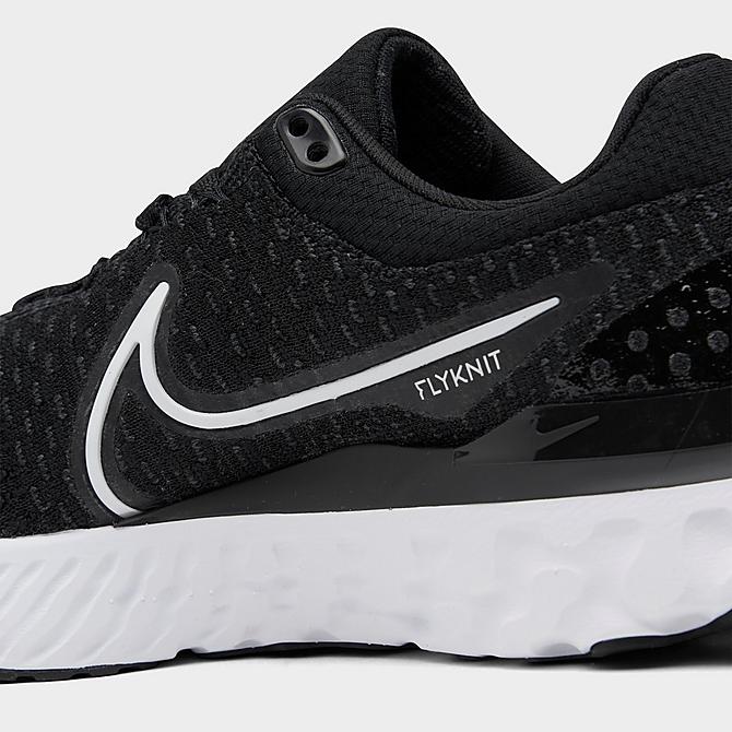 Front view of Women's Nike React Infinity Run Flyknit 3 Running Shoes in Black/White Click to zoom