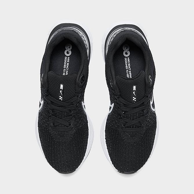Back view of Women's Nike React Infinity Run Flyknit 3 Running Shoes in Black/White Click to zoom