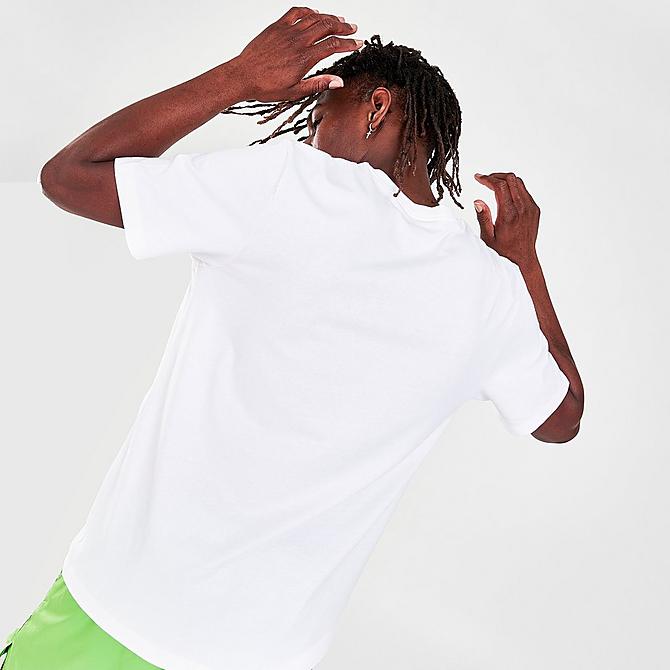 Back Right view of Men's Nike Sportswear Essential Camo Graphic T-Shirt in White/Rough Green Click to zoom