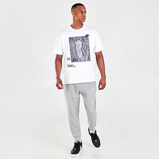 Front Three Quarter view of Men's Nike Sportswear Zero Gravity Graphic T-Shirt in White Click to zoom