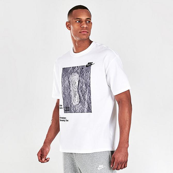 Back Left view of Men's Nike Sportswear Zero Gravity Graphic T-Shirt in White Click to zoom