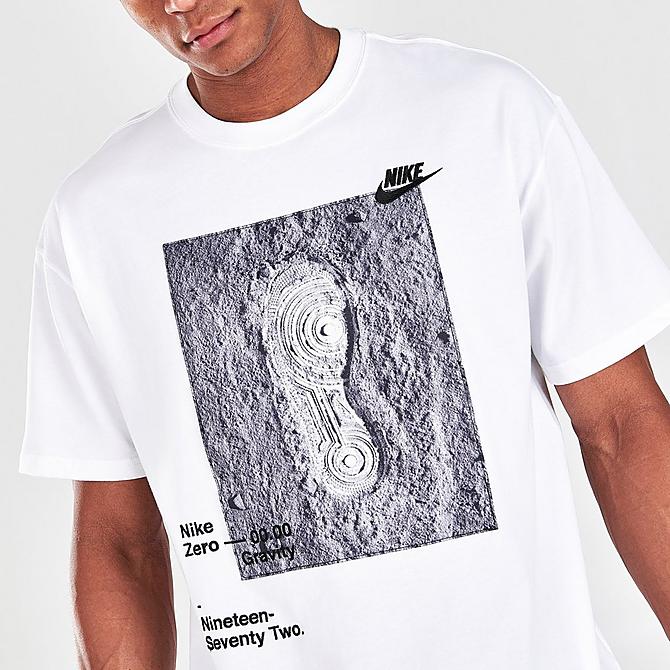 On Model 5 view of Men's Nike Sportswear Zero Gravity Graphic T-Shirt in White Click to zoom