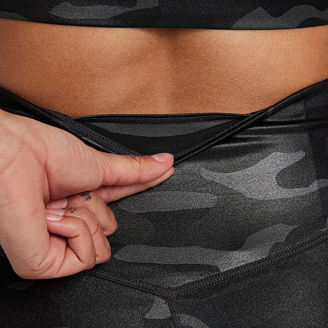 On Model 5 view of Women's Nike Dri-FIT One Mid-Rise Camo Leggings in Dark Smoke Grey/White Click to zoom