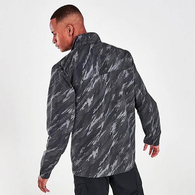 Back Right view of Men's Nike Sportswear Essentials+ Unlined M65 Allover Print Jacket in Black/Orange Click to zoom
