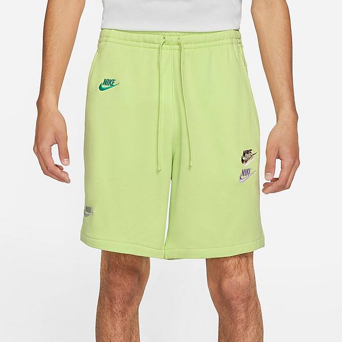 Front view of Men's Nike Sportswear Essentials+ French Terry Shorts in Light Lemon Twist/Light Lemon Twist Click to zoom