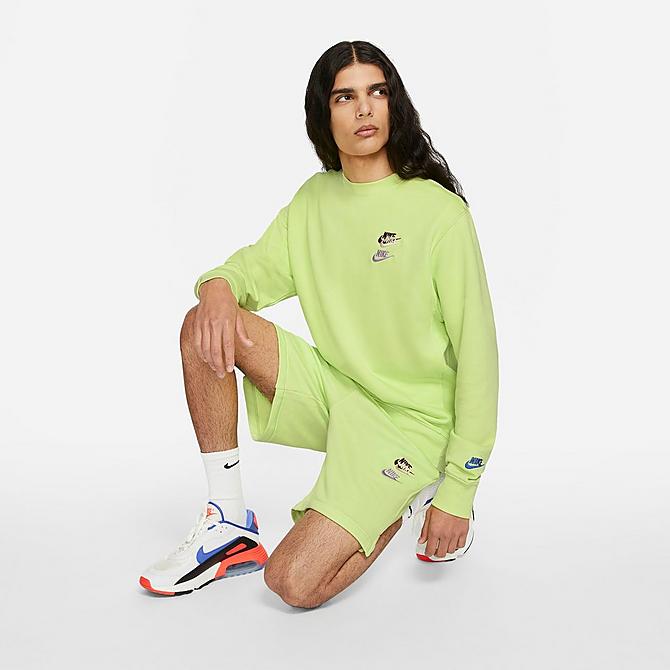 Back Left view of Men's Nike Sportswear Essentials+ French Terry Shorts in Light Lemon Twist/Light Lemon Twist Click to zoom