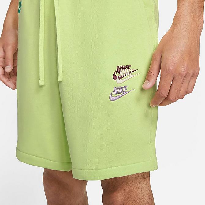 Back Right view of Men's Nike Sportswear Essentials+ French Terry Shorts in Light Lemon Twist/Light Lemon Twist Click to zoom