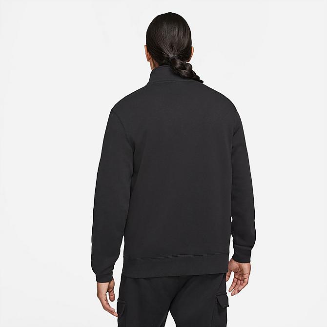 Front Three Quarter view of Men's Nike Sportswear Club Half-Zip Pullover Jacket in Black Click to zoom