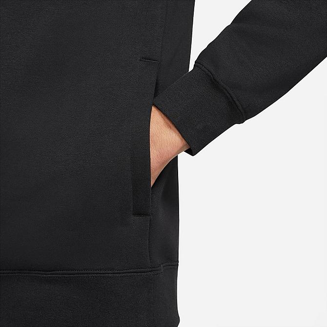 On Model 5 view of Men's Nike Sportswear Club Half-Zip Pullover Jacket in Black Click to zoom