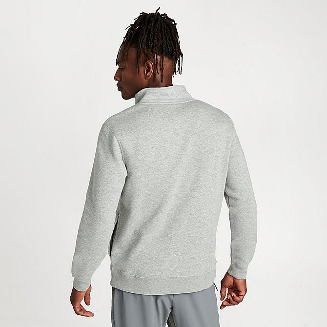 Back Right view of Men's Nike Sportswear Club Half-Zip Pullover Jacket in Dark Grey Heather/White/White Click to zoom