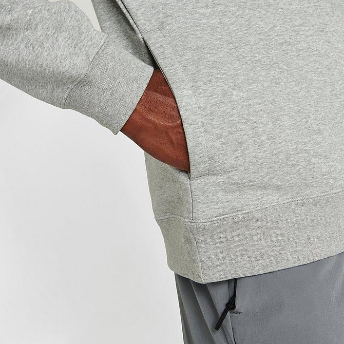 On Model 6 view of Men's Nike Sportswear Club Half-Zip Pullover Jacket in Dark Grey Heather/White/White Click to zoom