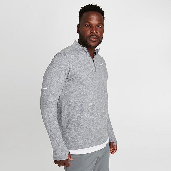 Back Left view of Men's Nike Dri-FIT Element Half-Zip Running Shirt in Smoke Grey/Grey Fog/Reflective Silver Click to zoom