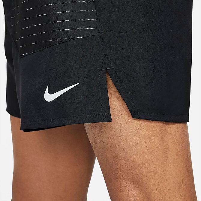 On Model 5 view of Men's Nike Dri-FIT Flex Stride Run Division Brief-Lined 5 Running Shorts in Black/Reflective Silver Click to zoom