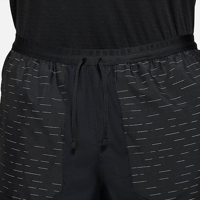 On Model 6 view of Men's Nike Dri-FIT Flex Stride Run Division Brief-Lined 5 Running Shorts in Black/Reflective Silver Click to zoom