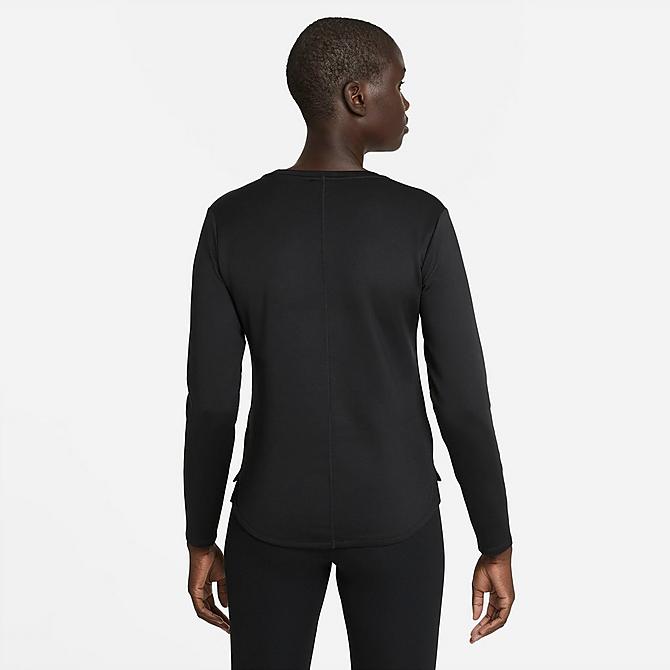 Front Three Quarter view of Women's Nike Therma-FIT One Long-Sleeve Top in Black/White Click to zoom
