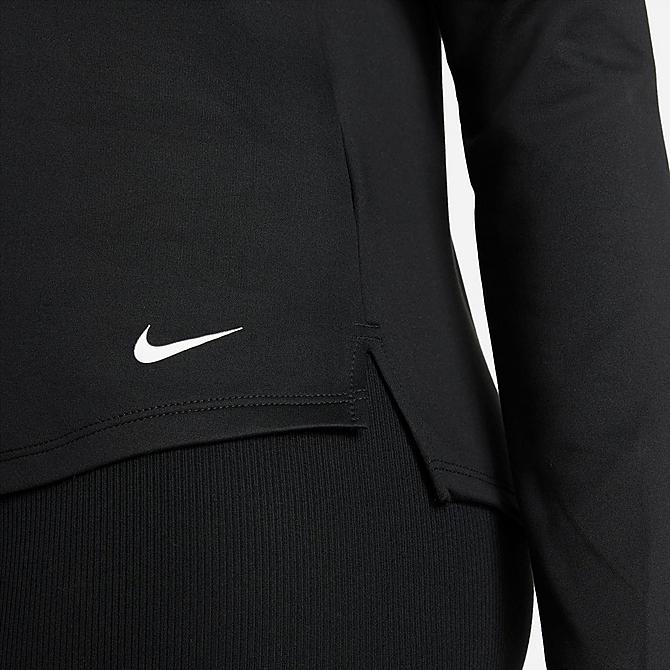 On Model 5 view of Women's Nike Therma-FIT One Long-Sleeve Top in Black/White Click to zoom