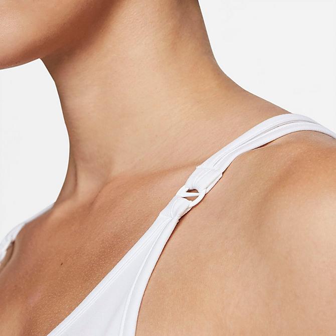 Back Right view of Women's Nike Dri-FIT One Luxe Strappy Tank in White/Reflective Silver Click to zoom