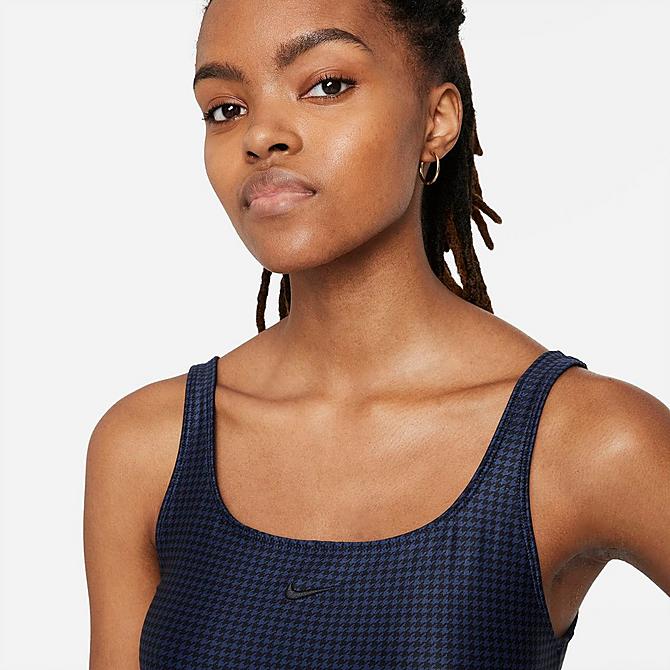Back Right view of Women's Nike Sportswear Icon Clash Cami Dress in Midnight Navy/Black Click to zoom