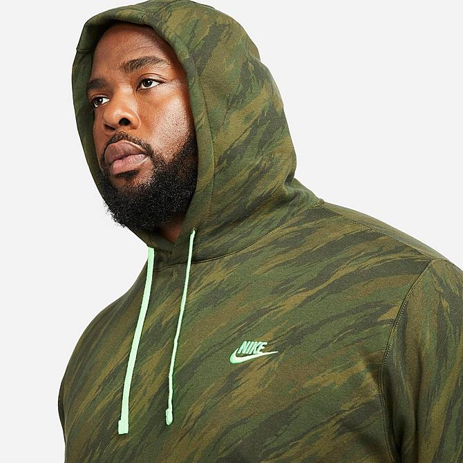 Back Right view of Men's Nike Sportswear Club Fleece Pullover Hoodie in Rough Green/Green Strike Click to zoom
