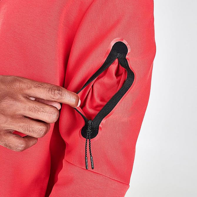 On Model 6 view of Men's Nike Sportswear Tech Fleece Ribbed Hoodie in Lobster Click to zoom