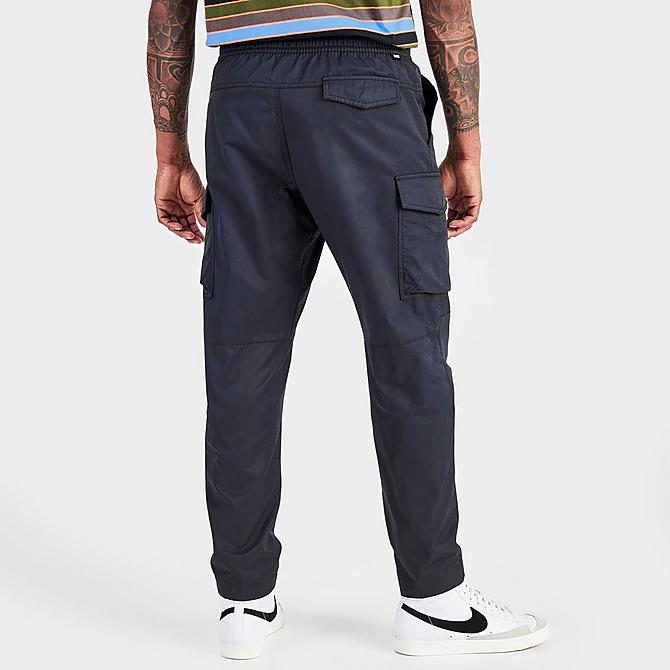 Back Right view of Men's Nike Sportswear Tech Essentials Unlined Cargo Commuter Pants in Black/White Click to zoom