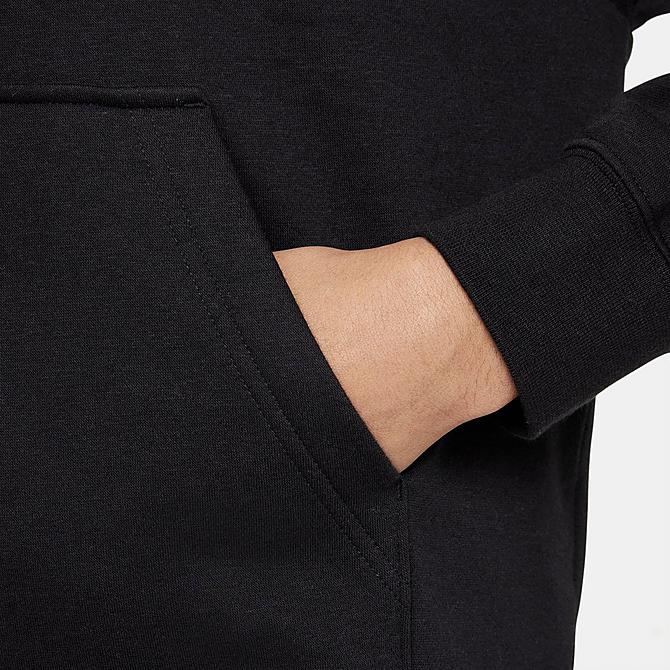 On Model 5 view of Women's Nike Sportswear Club Essential Quarter-Zip Fleece Hoodie in Black/White Click to zoom