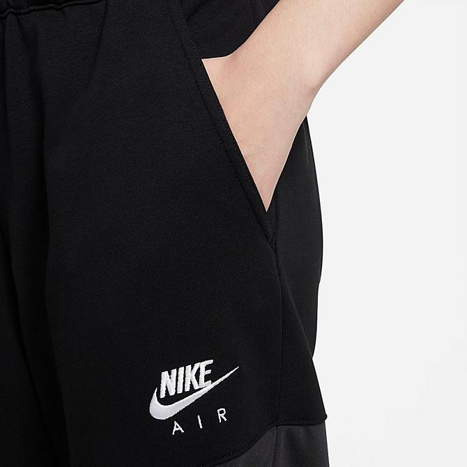 Back Right view of Women's Nike Air Fleece Jogger Sweatpants in Black/Dark Smoke Grey/White Click to zoom
