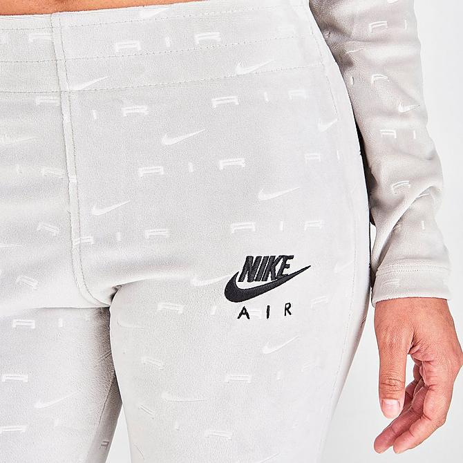 On Model 5 view of Women's Nike Air Velour Pants in College Grey/Black Click to zoom