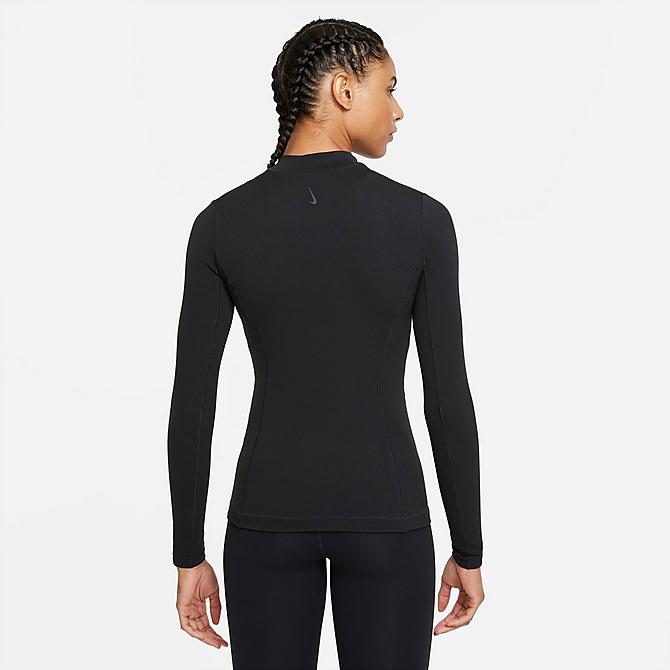 Back Left view of Women's Nike Dri-FIT Yoga Luxe Full-Zip Jacket in Black/Dark Smoke Grey Click to zoom
