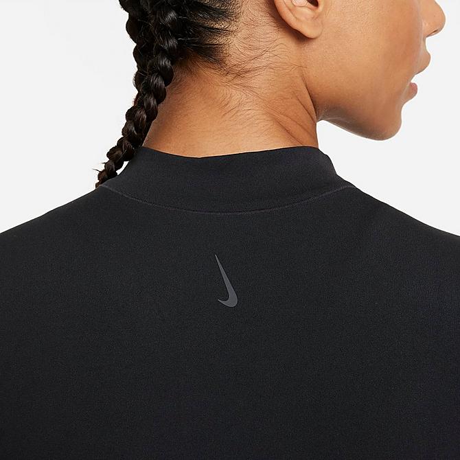 On Model 6 view of Women's Nike Dri-FIT Yoga Luxe Full-Zip Jacket in Black/Dark Smoke Grey Click to zoom