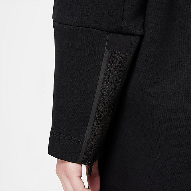 On Model 5 view of Women's Nike Sportswear Tech Fleece Long-Sleeve Dress in Black/Black Click to zoom