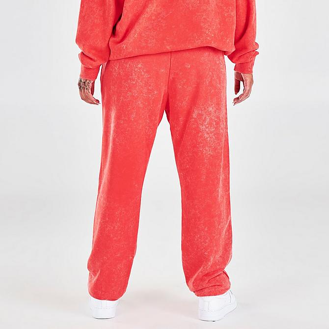 Back Right view of Women's Nike Sportswear Essential Collection Washed Fleece Jogger Pants in Chile Red/White Click to zoom