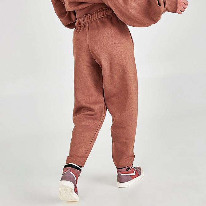Back Right view of Women's Nike Sportswear Collection Essentials Curve Fleece Jogger Pants in Archaeo Brown/White Click to zoom