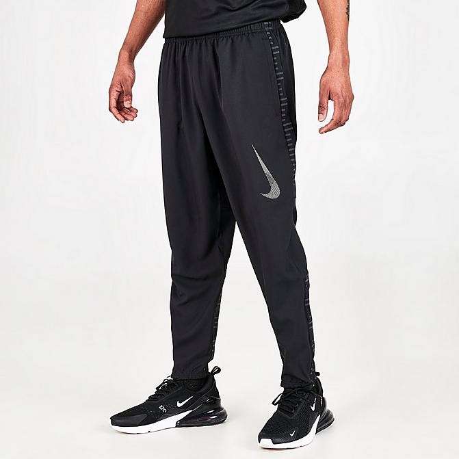 Front view of Men's Nike Dri-FIT Run Division Challenger Running Pants in Black/Reflective Silver Click to zoom