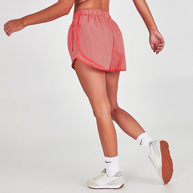 Back Right view of Women's Nike Dri-FIT Icon Clash Tempo Running Shorts in Magic Ember/Magic Ember/White Click to zoom