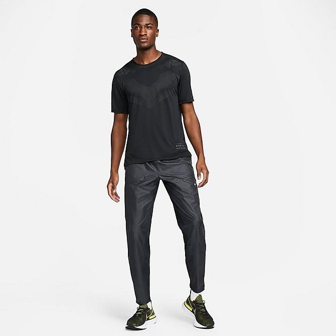 Back Left view of Men's Nike Dri-FIT Run Division Rise 365 Recycled Short-Sleeve Running T-Shirt in Black Click to zoom