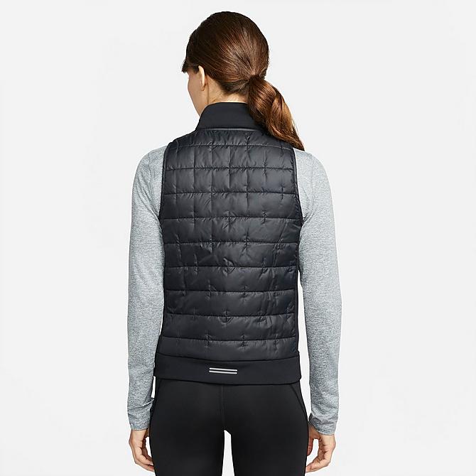 Back Left view of Women's Nike Therma-FIT Synthetic Fill Full-Zip Vest in Black/Reflective Silver Click to zoom