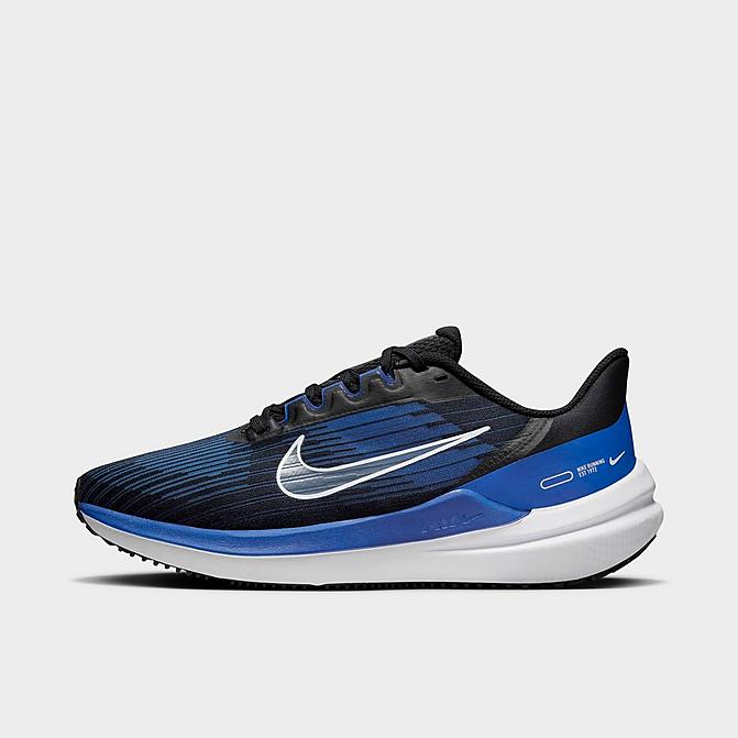 Right view of Men's Nike Air Winflo 9 Running Shoes in Black/Old Royal/Racer Blue/White Click to zoom