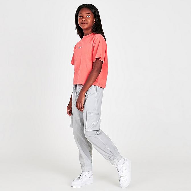 Front view of Girls' Nike Sportswear Woven Cargo Pants Click to zoom