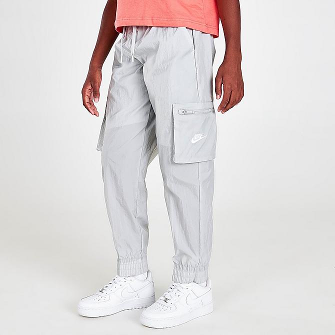 Front Three Quarter view of Girls' Nike Sportswear Woven Cargo Pants Click to zoom
