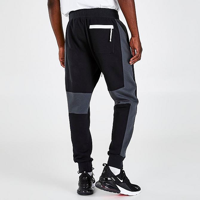 Back Left view of Men's Nike Air Fleece Jogger Pants in Black/Anthracite/White Click to zoom