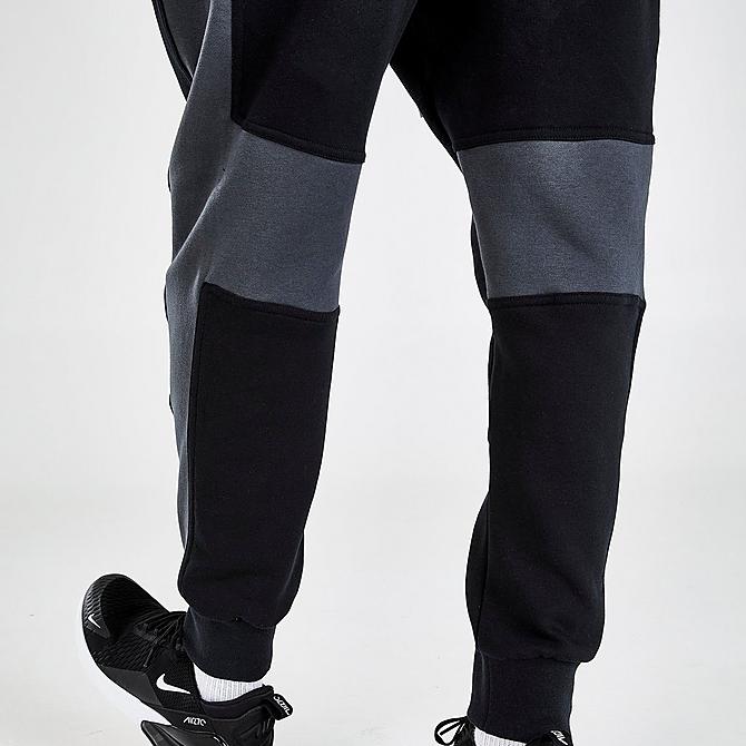 Back Right view of Men's Nike Air Fleece Jogger Pants in Black/Anthracite/White Click to zoom